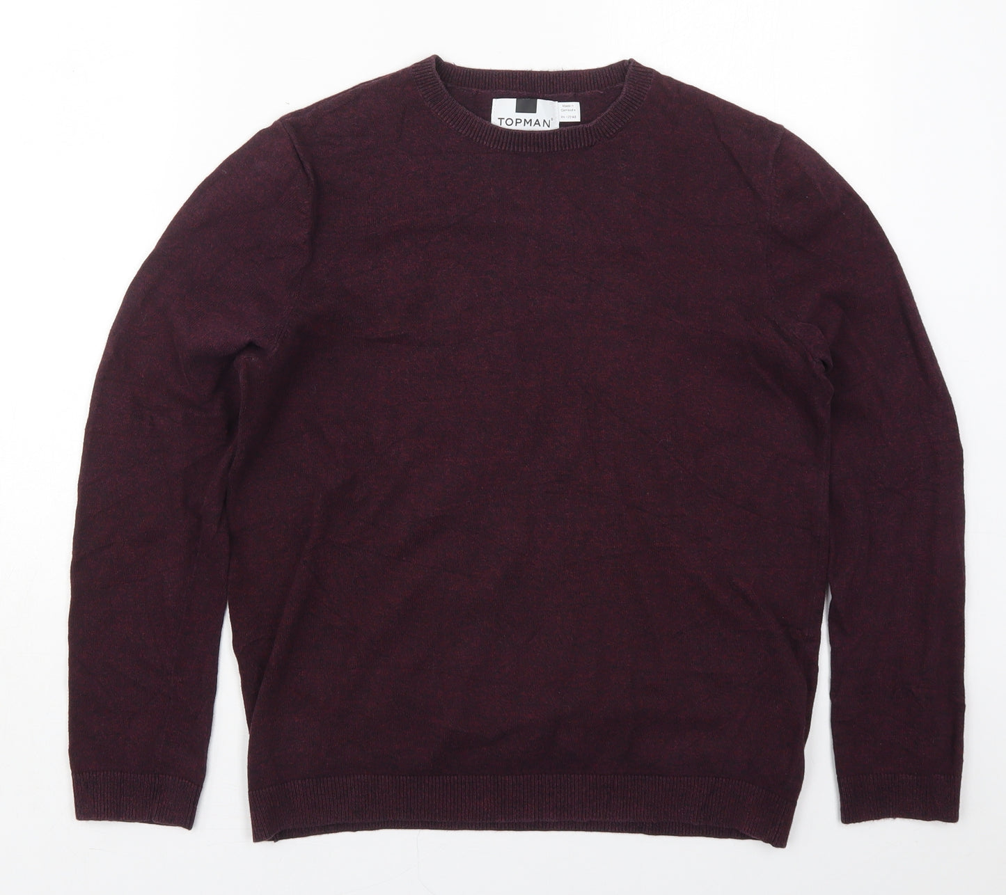 Topman Mens Purple Crew Neck  Cotton Pullover Jumper Size S