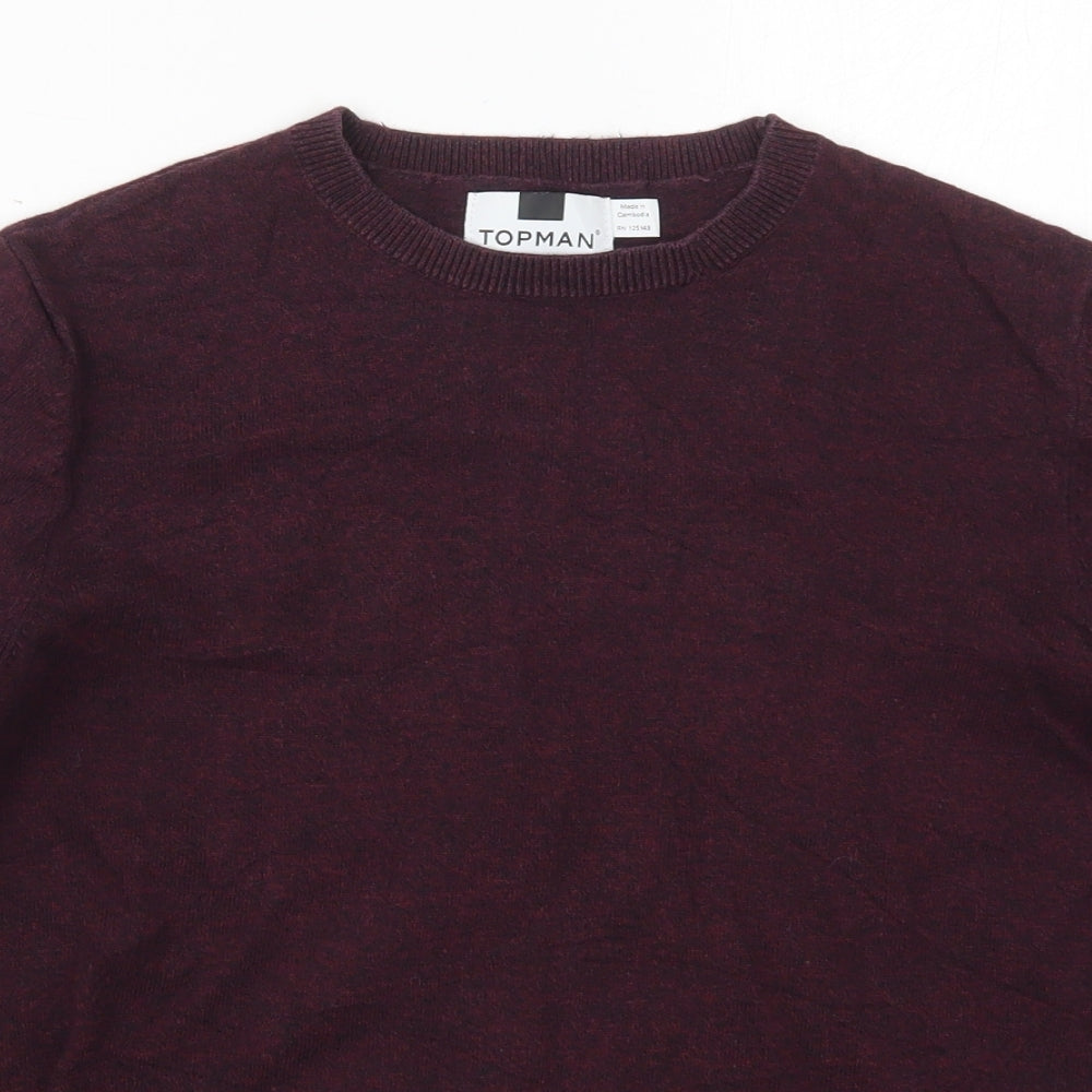 Topman Mens Purple Crew Neck  Cotton Pullover Jumper Size S