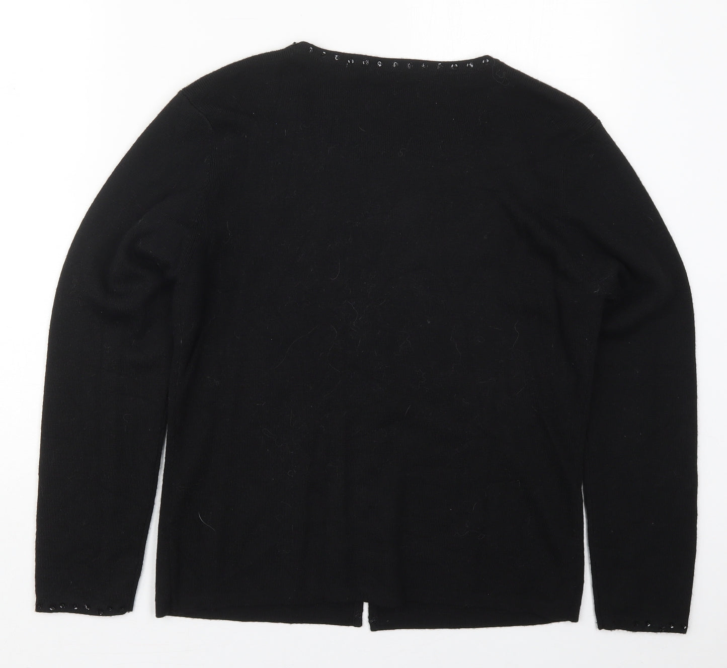 Marks and Spencer Womens Black Round Neck  Acrylic Cardigan Jumper Size 16