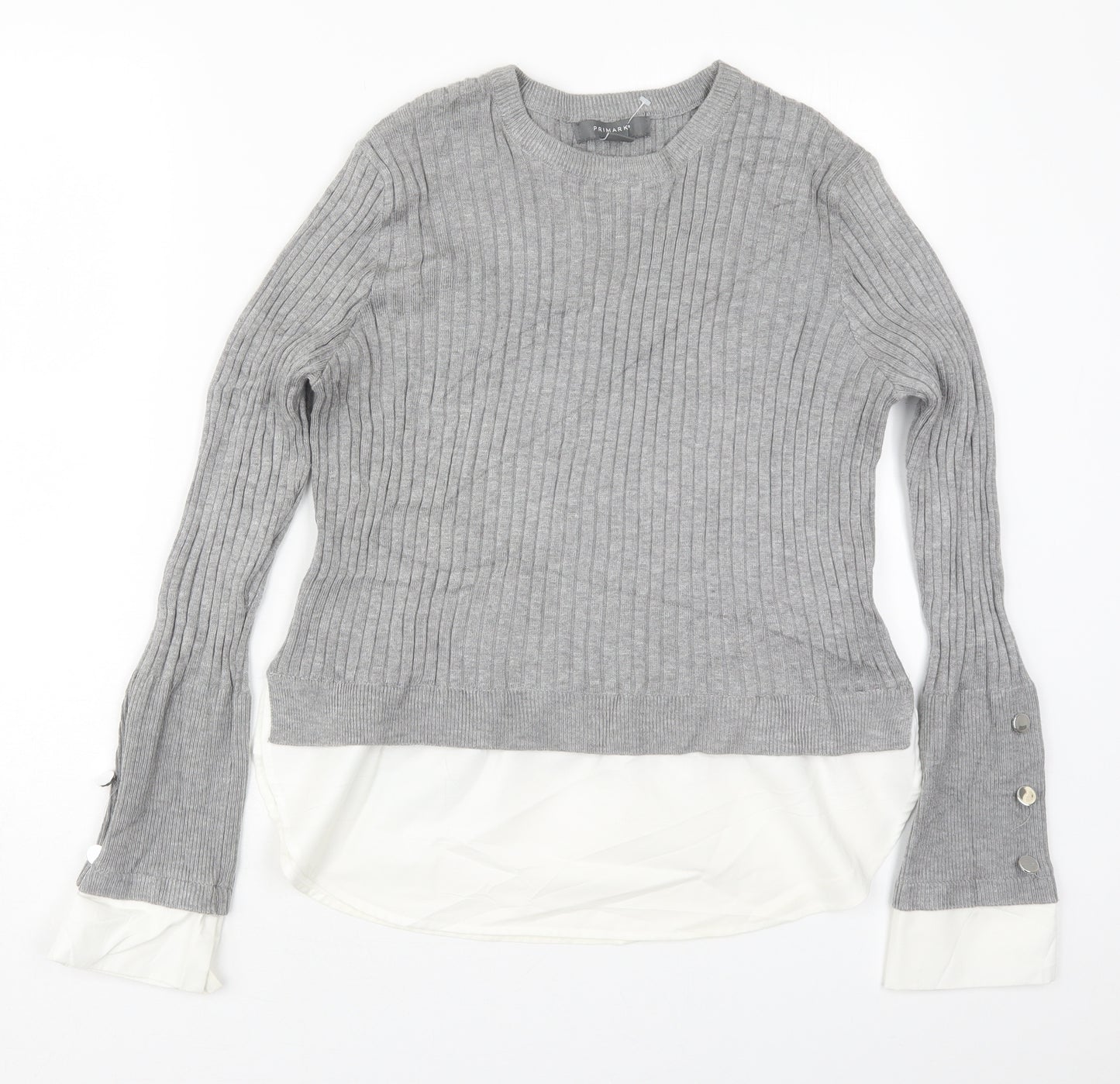 Primark Womens Grey Crew Neck  Acrylic Pullover Jumper Size 12