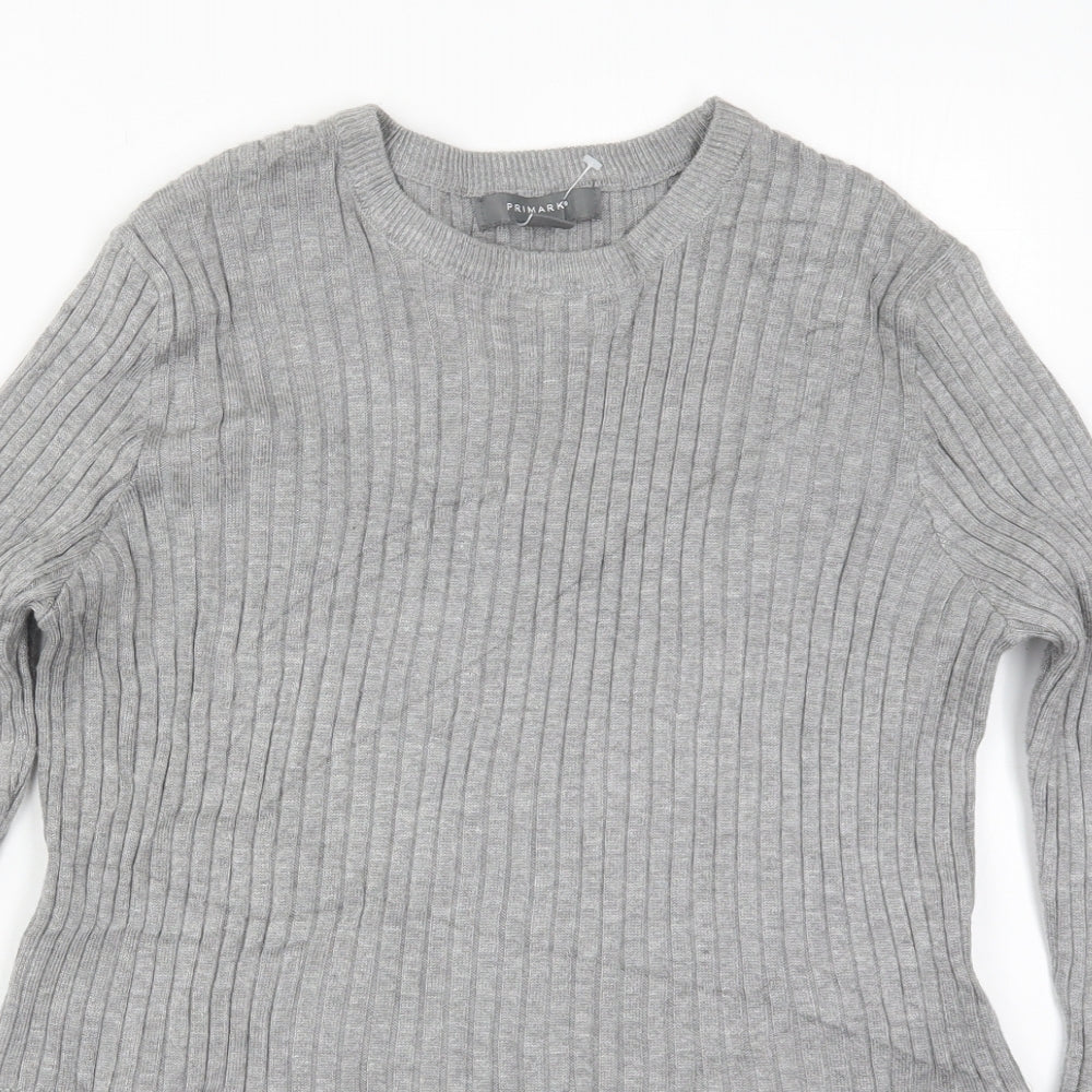 Primark Womens Grey Crew Neck  Acrylic Pullover Jumper Size 12