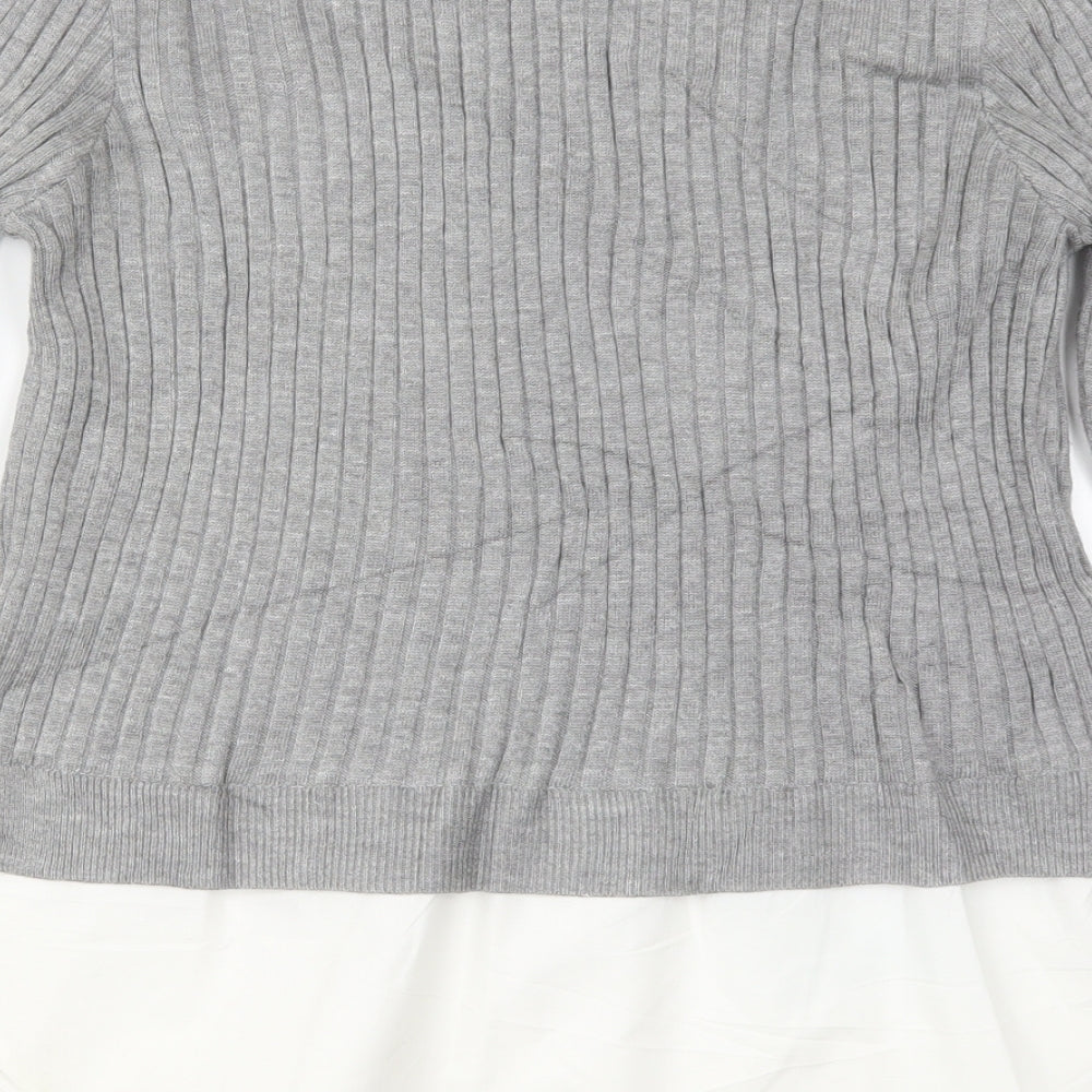 Primark Womens Grey Crew Neck  Acrylic Pullover Jumper Size 12