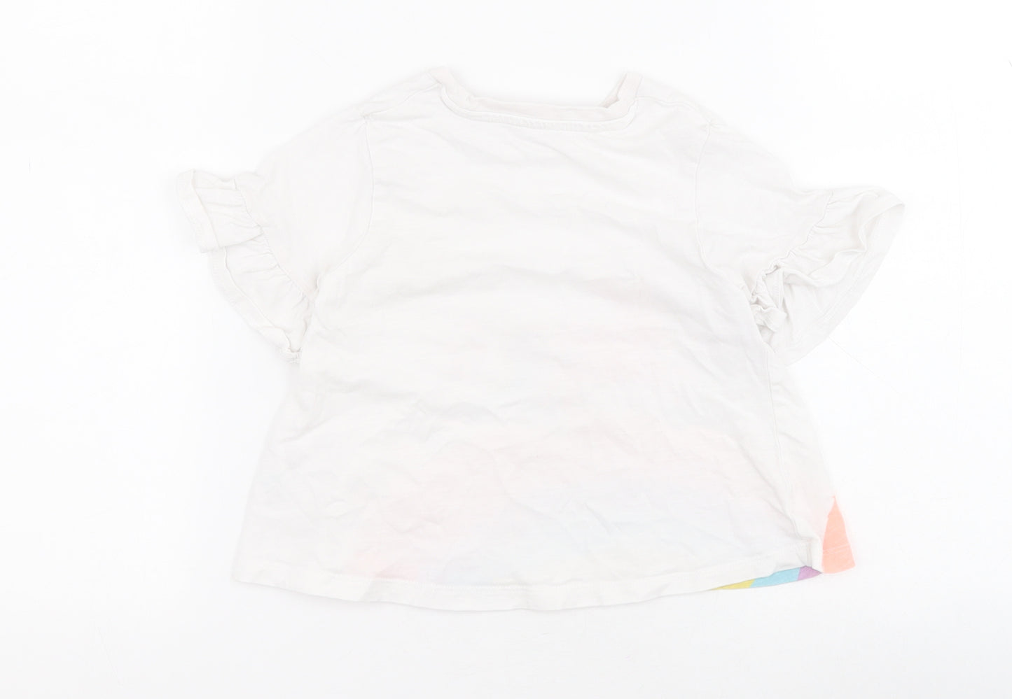 Matalan Girls White  100% Cotton Pullover T-Shirt Size 2-3 Years Round Neck Pullover