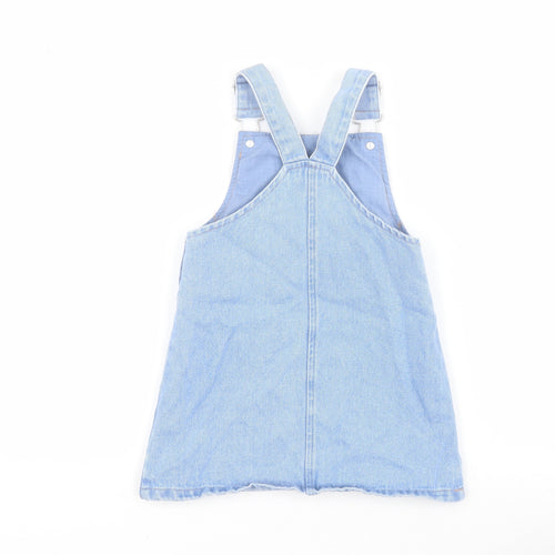 George Girls Blue  Cotton Pinafore/Dungaree Dress  Size 2-3 Years  Square Neck Button - The Aristocats Marie