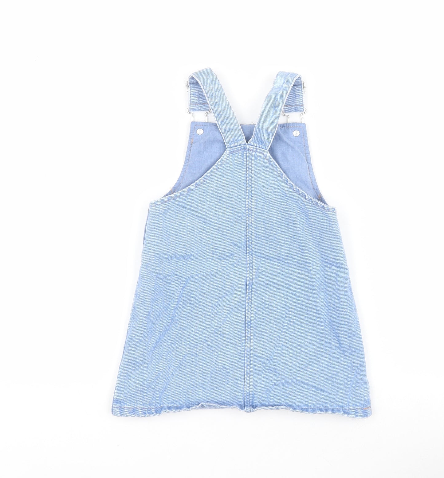 George Girls Blue  Cotton Pinafore/Dungaree Dress  Size 2-3 Years  Square Neck Button - The Aristocats Marie