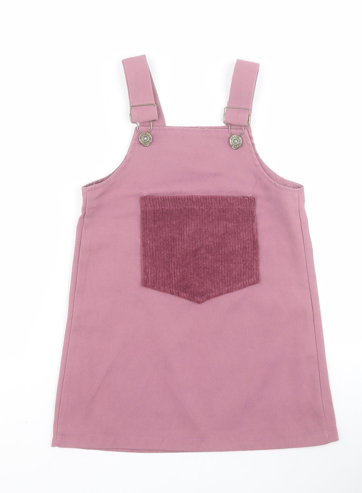 SheIn Girls Pink  Cotton Pinafore/Dungaree Dress  Size 3 Years  Square Neck Button