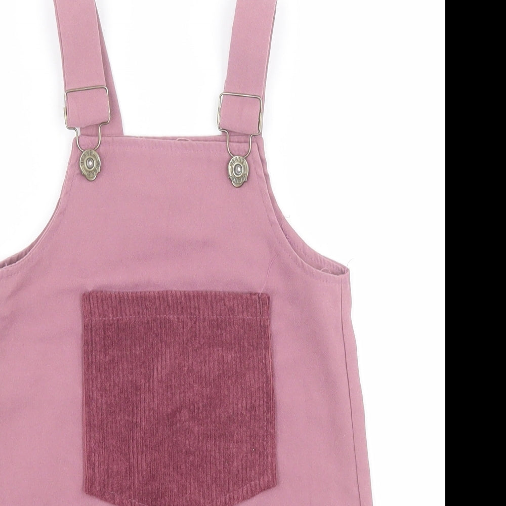 SheIn Girls Pink  Cotton Pinafore/Dungaree Dress  Size 3 Years  Square Neck Button