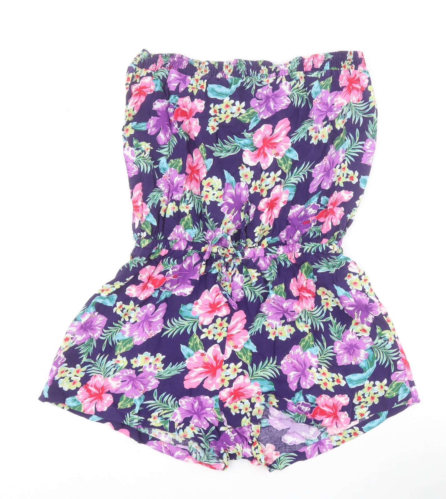 New Look Womens Purple Floral 100% Viscose Playsuit One-Piece Size 14 L3 in Pullover