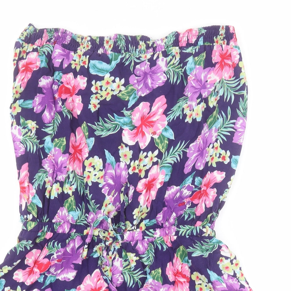 New Look Womens Purple Floral 100% Viscose Playsuit One-Piece Size 14 L3 in Pullover