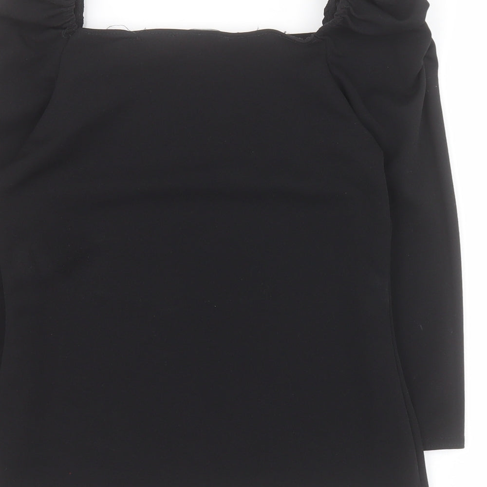 Parisian Womens Black  Polyester Basic T-Shirt Size 10 Square Neck