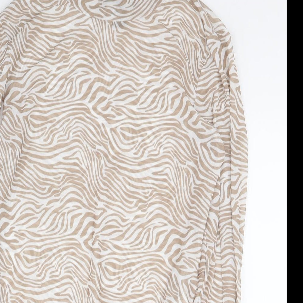 Primark Womens Beige Animal Print Polyester Bodysuit One-Piece Size M L11 in Snap