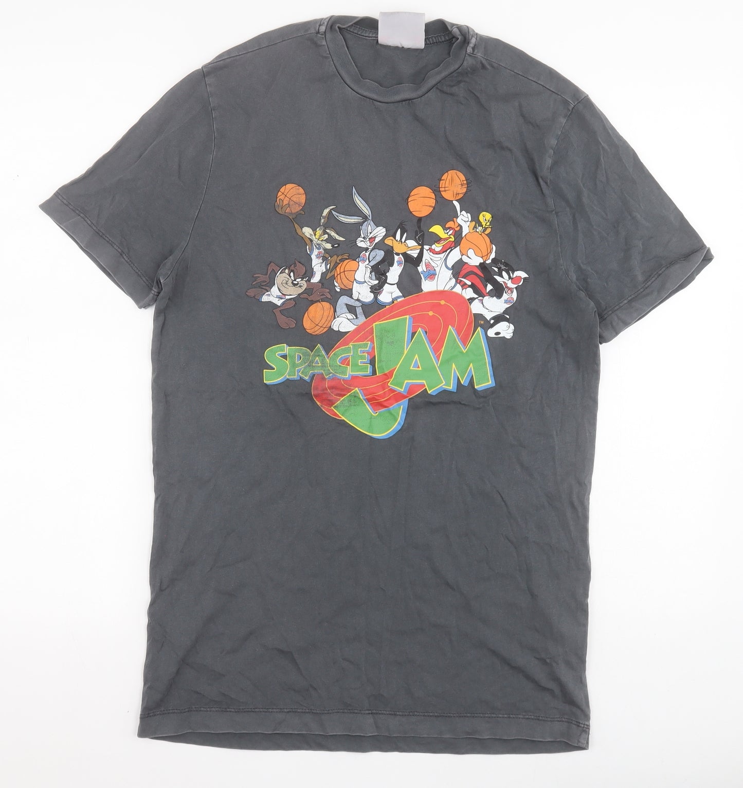 Primark Mens Grey  Cotton  T-Shirt Size XS Crew Neck  - Space Jam