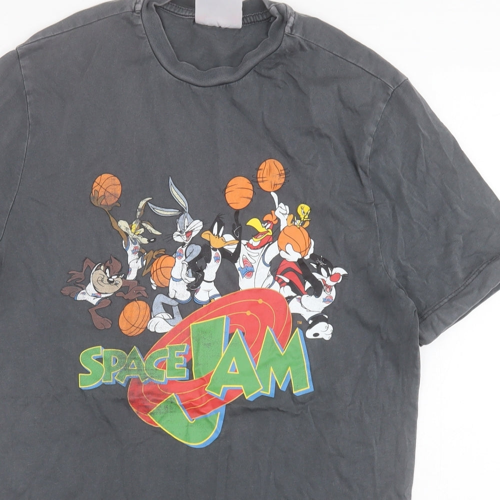 Primark Mens Grey  Cotton  T-Shirt Size XS Crew Neck  - Space Jam