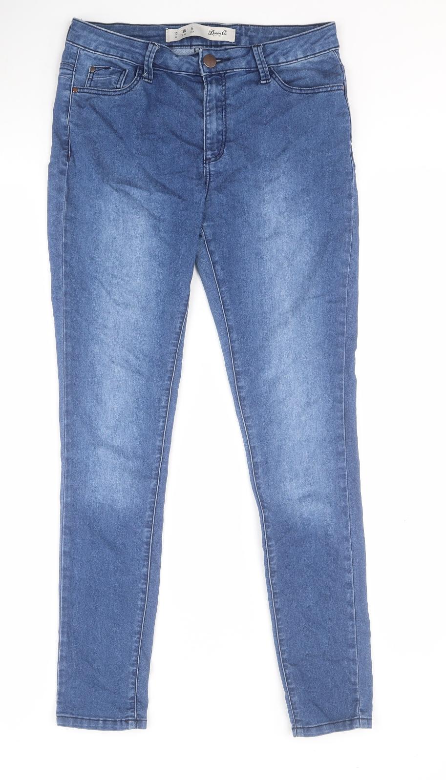 Primark Womens Blue  Cotton Skinny Jeans Size 10 L27 in Regular Zip