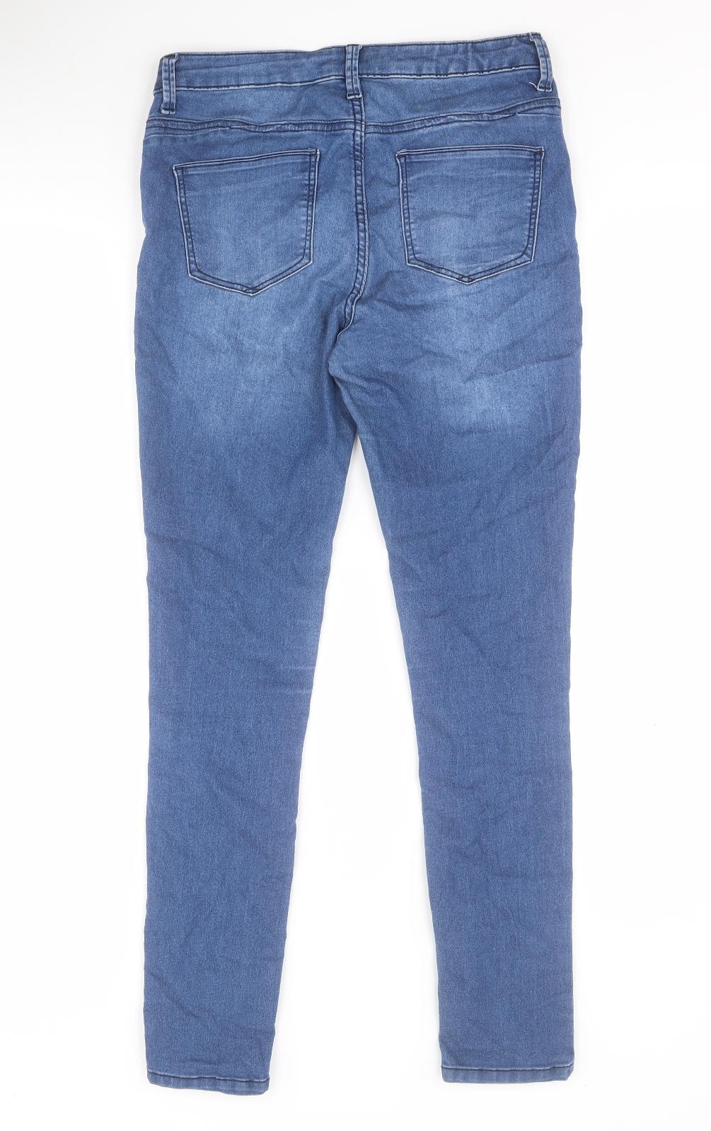 Primark Womens Blue  Cotton Skinny Jeans Size 10 L27 in Regular Zip