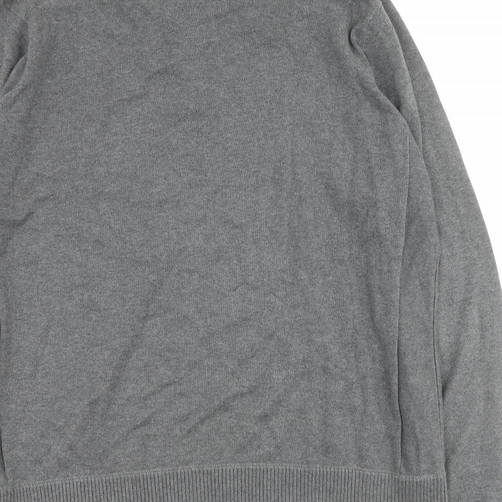 Marks and Spencer Mens Grey Collared  Cotton Pullover Jumper Size XL