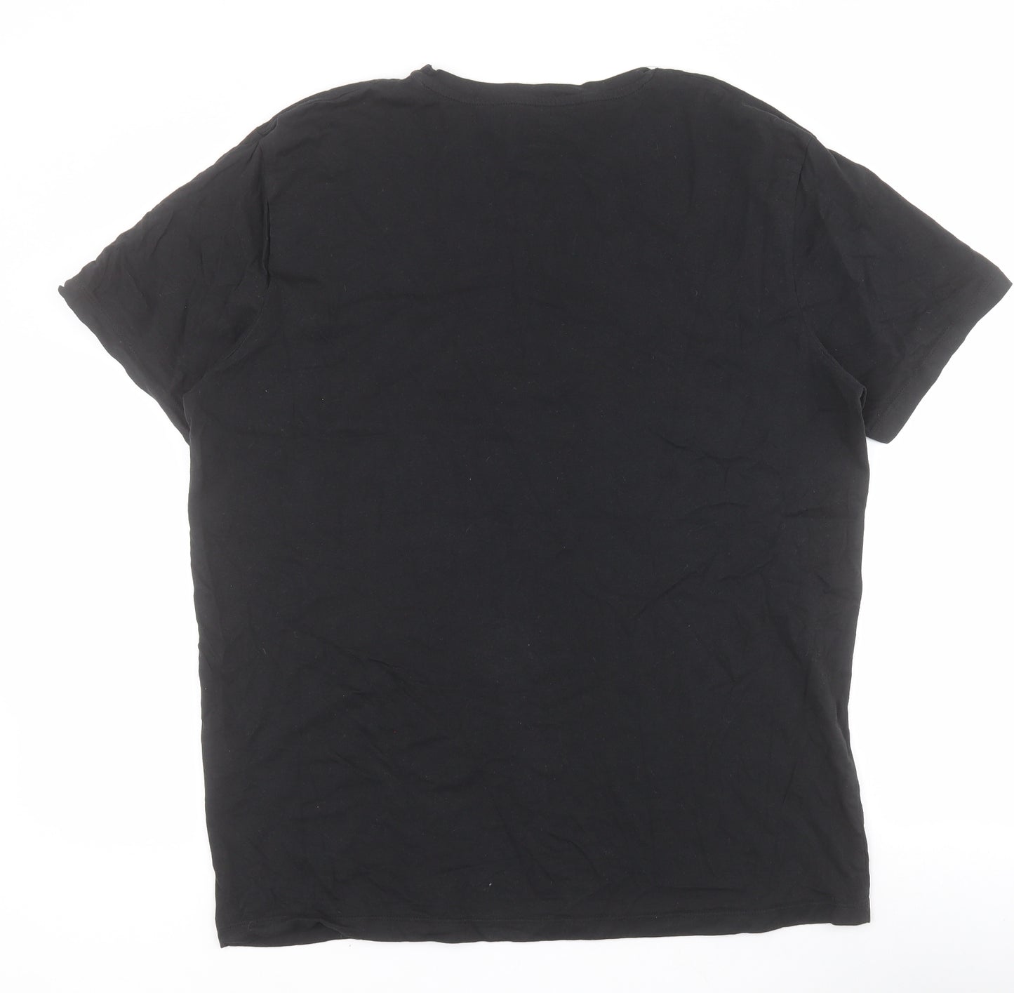 JACK & JONES Mens Black  Cotton  T-Shirt Size L Crew Neck