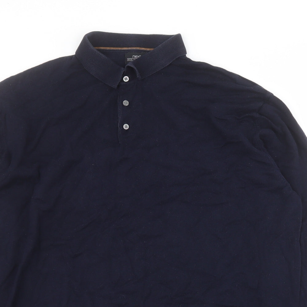 NEXT Mens Blue  Cotton  Polo Size XL Collared Button