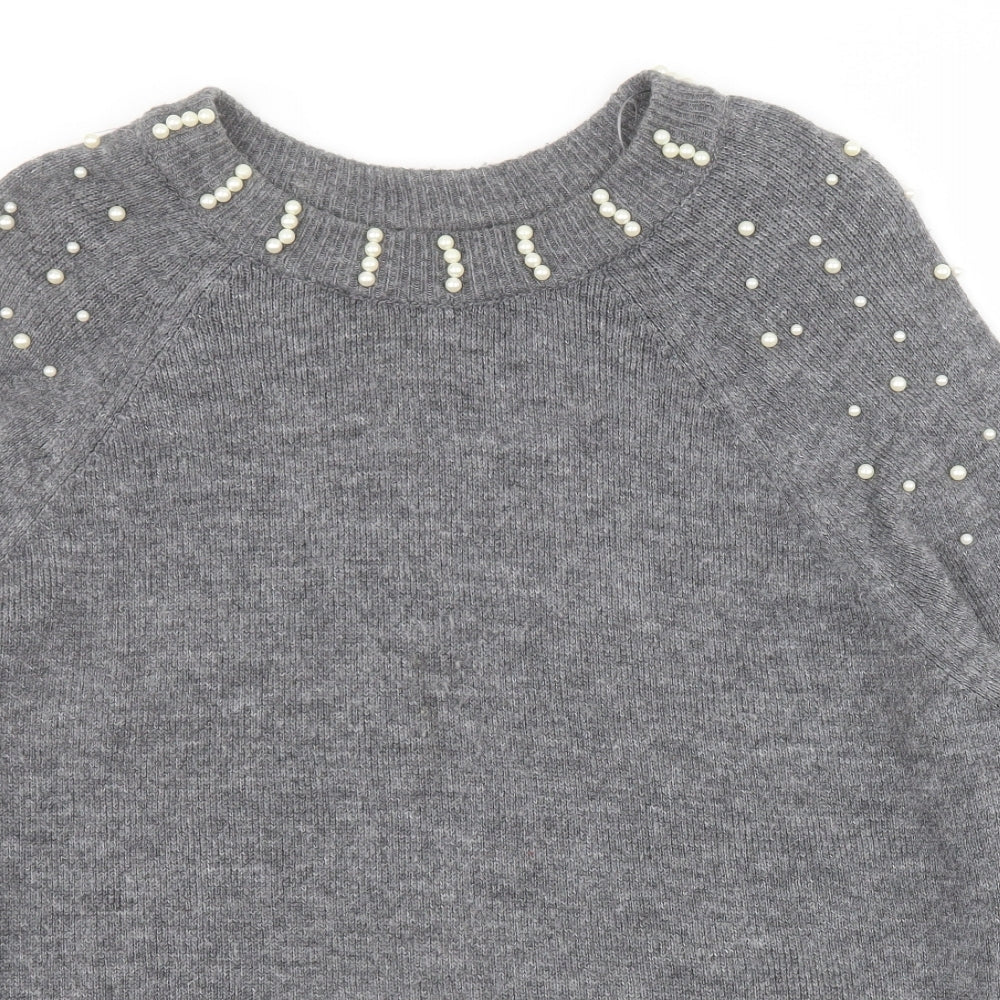 George Womens Grey Round Neck  Acrylic Pullover Jumper Size XL   - Pearls