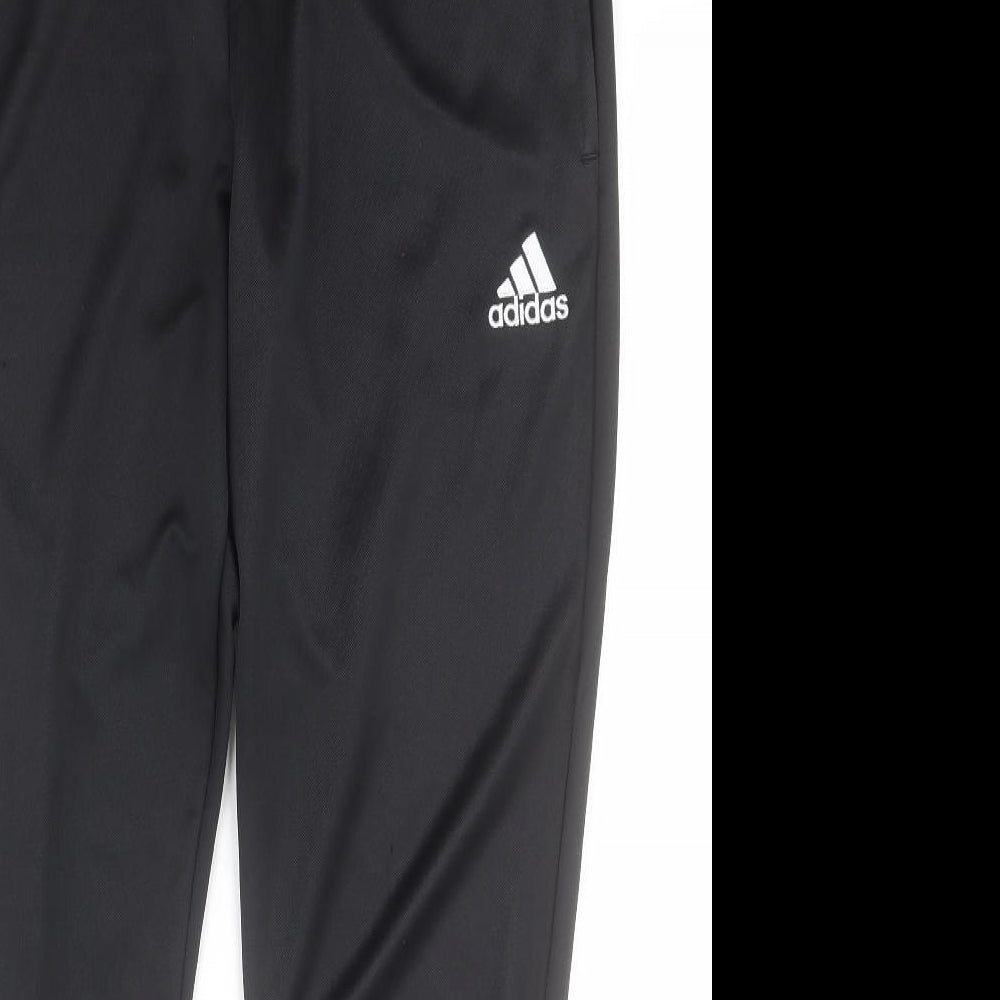 adidas Mens Black  Polyester Jogger Trousers Size L L28 in Regular Drawstring