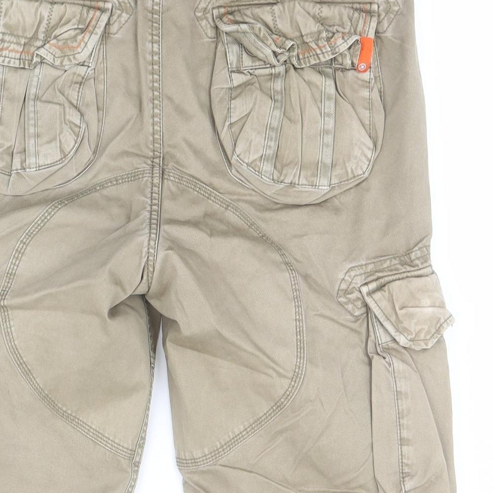 Superdry Mens Beige  Cotton Cargo Shorts Size S L11 in Regular Buckle