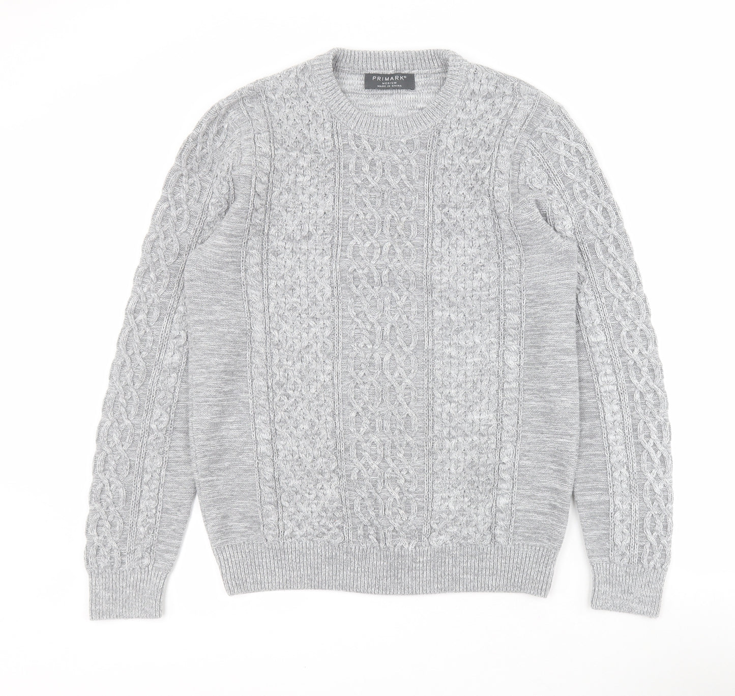 Primark Womens Grey Crew Neck  Cotton Pullover Jumper Size M