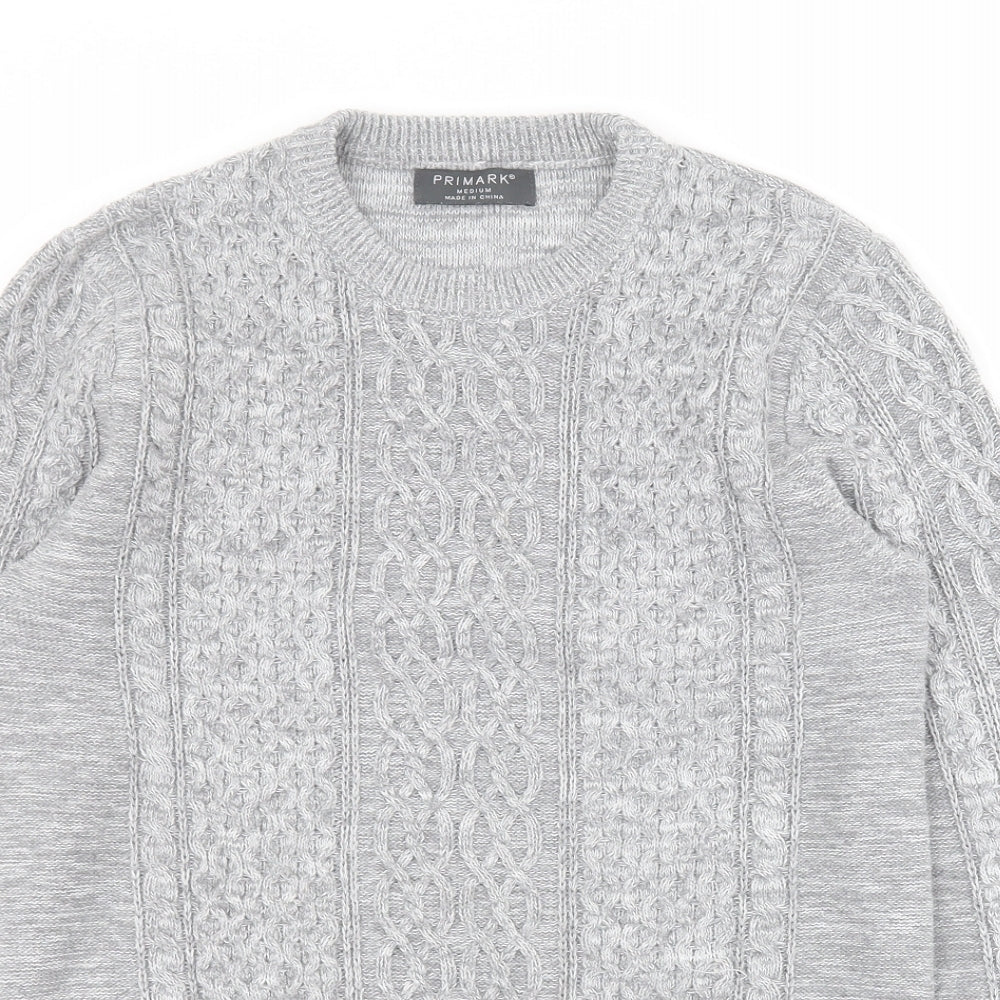 Primark Womens Grey Crew Neck  Cotton Pullover Jumper Size M