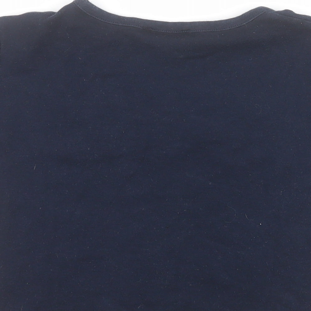 Topshop Womens Blue  100% Cotton Cropped T-Shirt Size 6 Round Neck - C'est moi