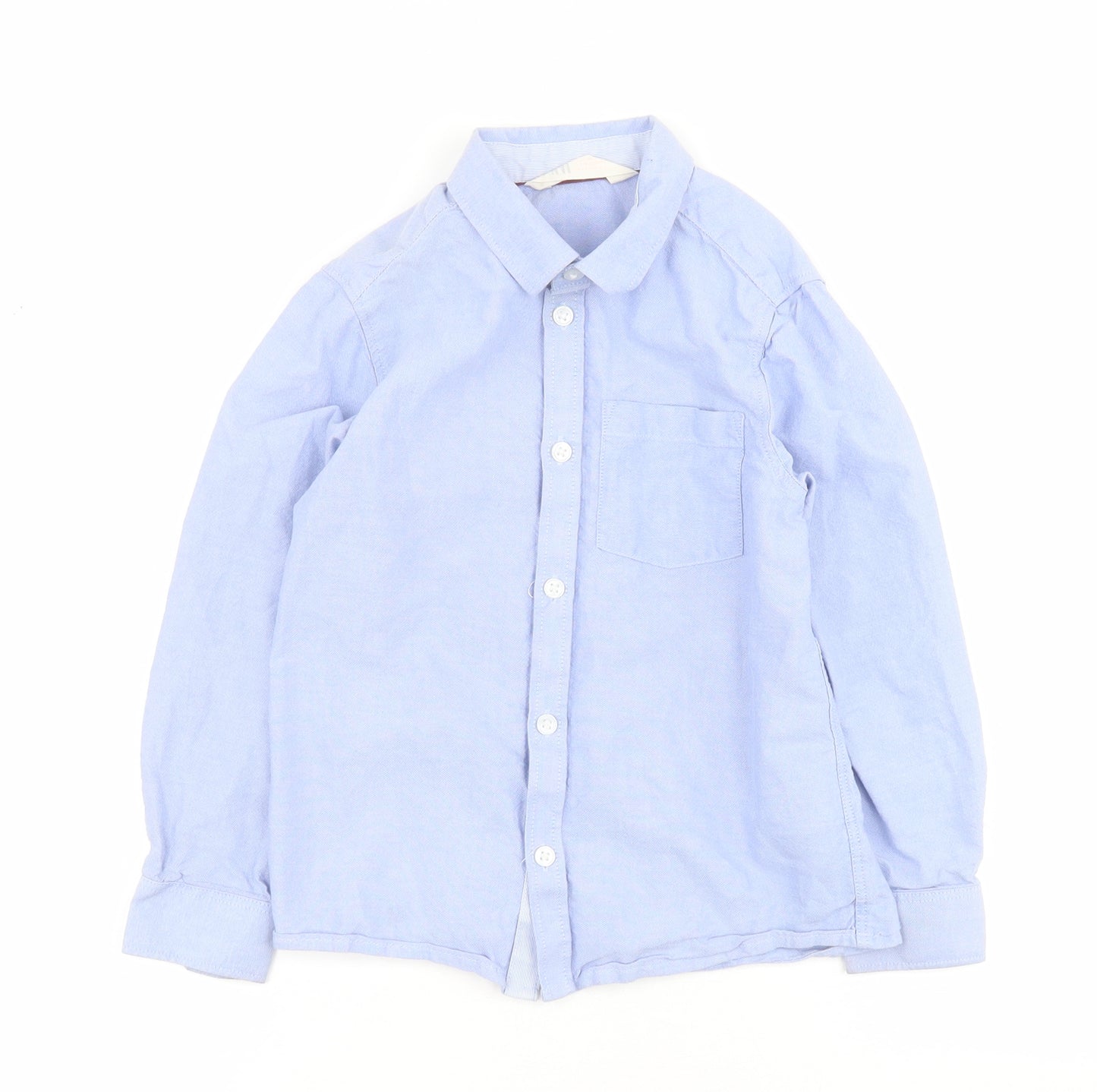 H&M Boys Blue  Cotton Basic Button-Up Size 7-8 Years Collared Button