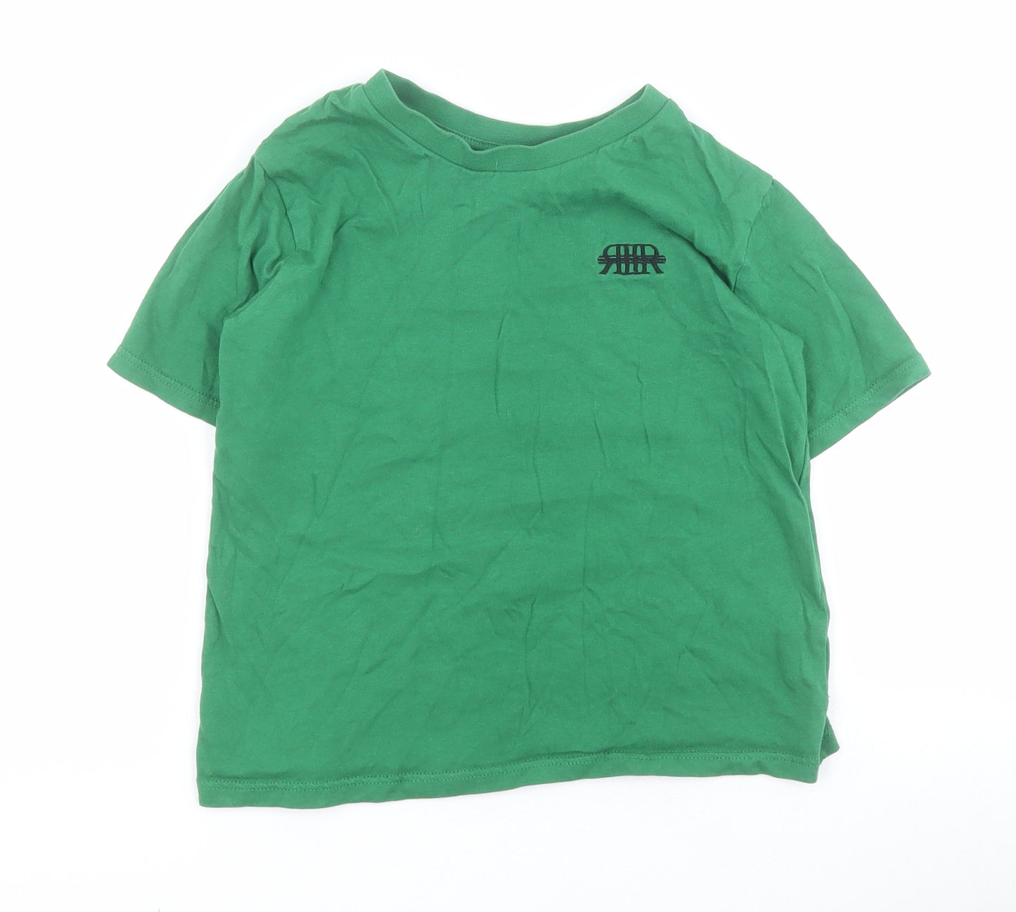 River Island Girls Green  100% Cotton Pullover T-Shirt Size 5-6 Years Crew Neck Pullover