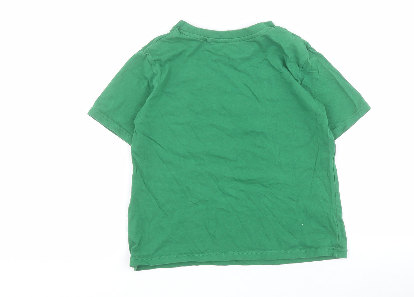 River Island Girls Green  100% Cotton Pullover T-Shirt Size 5-6 Years Crew Neck Pullover
