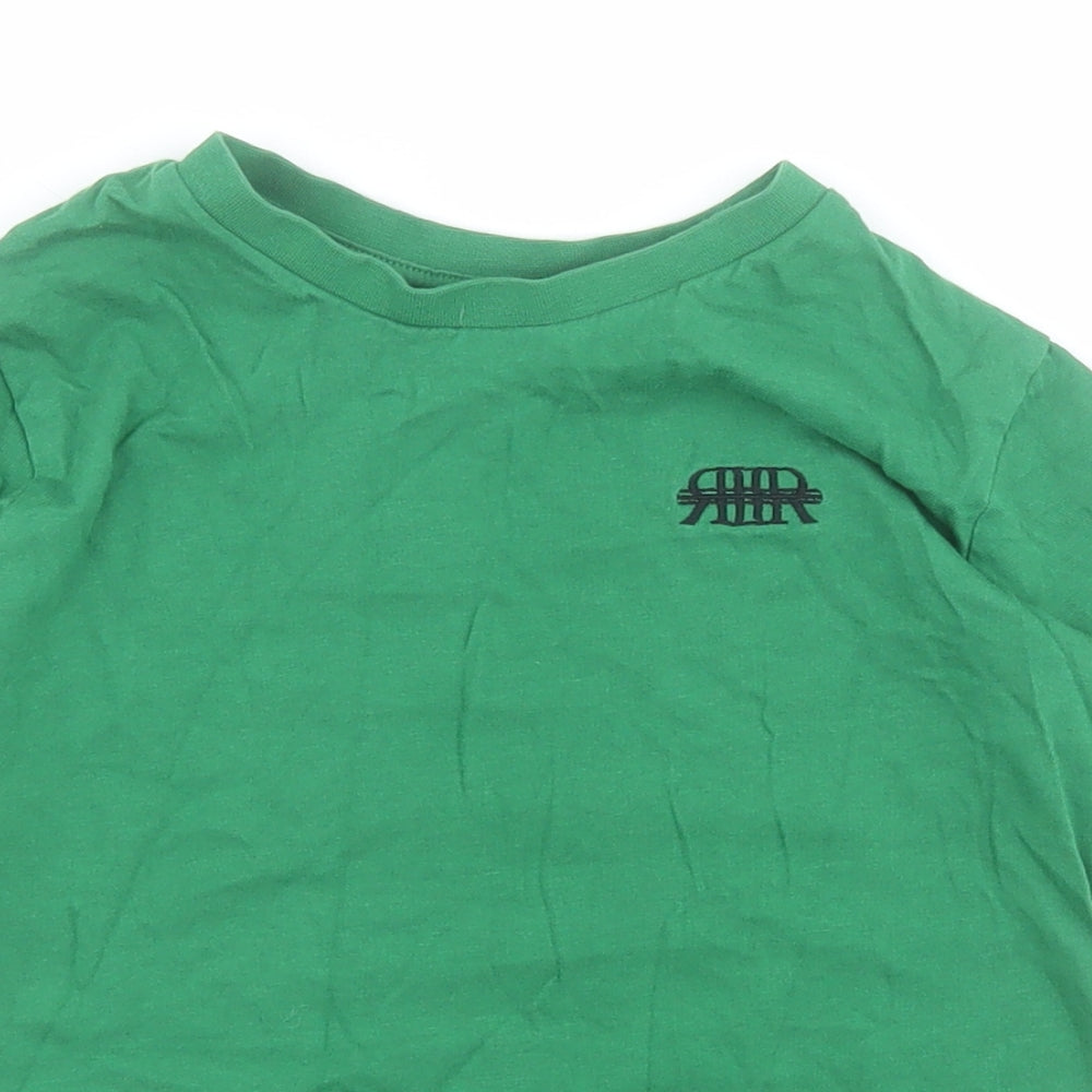 River Island Girls Green  100% Cotton Pullover T-Shirt Size 5-6 Years Crew Neck Pullover