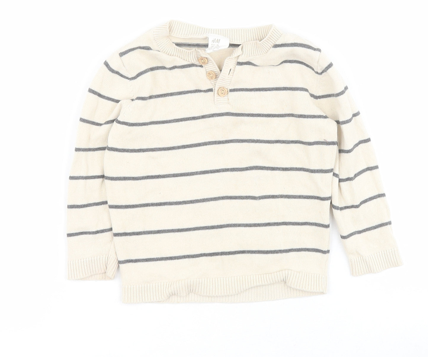 H&M Baby Beige Striped 100% Cotton Pullover Jumper Size 9-12 Months  Pullover