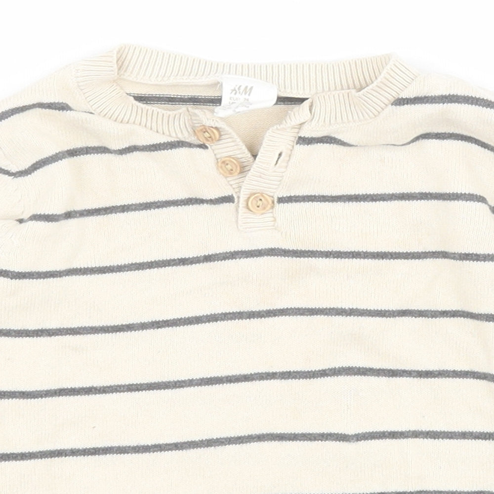 H&M Baby Beige Striped 100% Cotton Pullover Jumper Size 9-12 Months  Pullover
