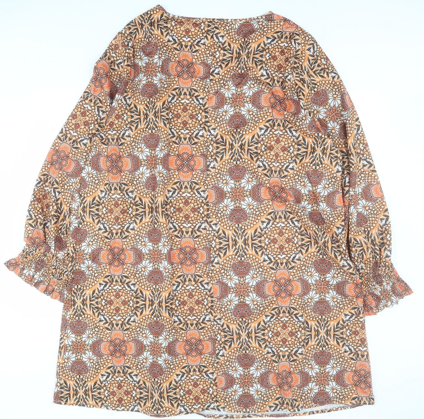 Emery Rose Womens Orange Geometric Polyester Shift  Size 4XL  V-Neck Pullover