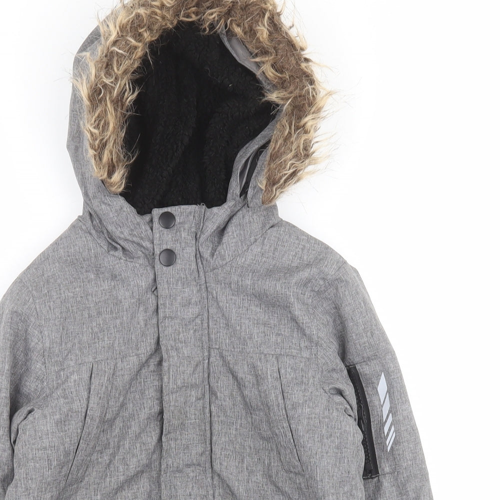Primark Boys Grey   Parka Coat Size 3-4 Years  Zip
