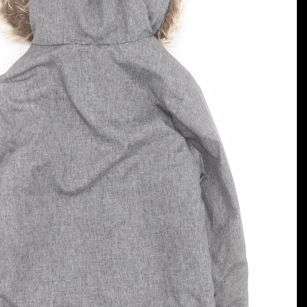 Primark Boys Grey   Parka Coat Size 3-4 Years  Zip
