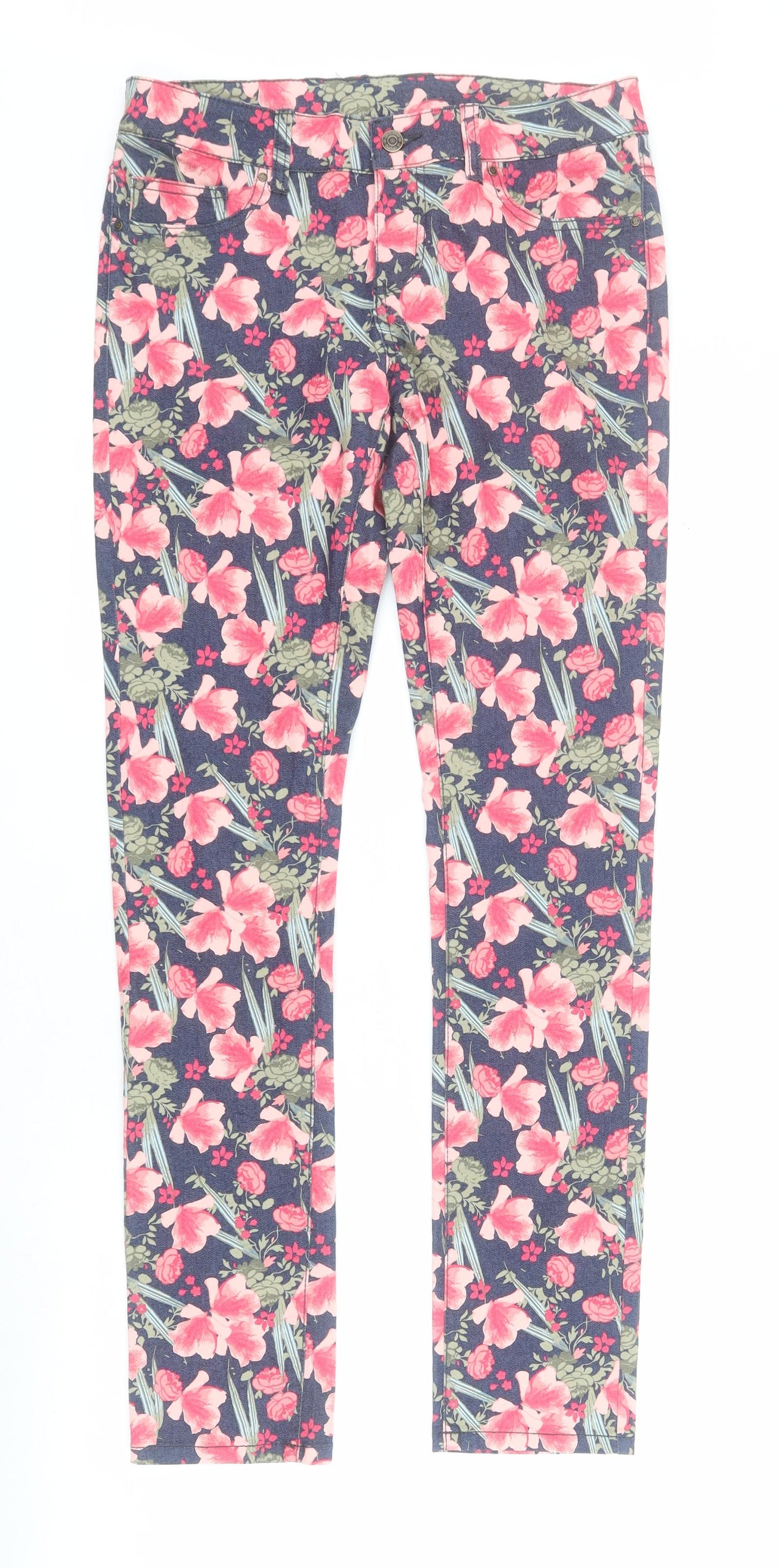 ESMARA Womens Multicoloured Floral Cotton Skinny Jeans Size 8 L31 in Regular Zip