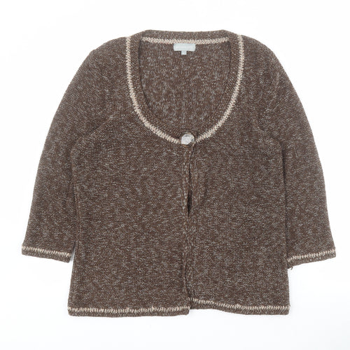 Marks and Spencer Womens Brown Scoop Neck  Acrylic Cardigan Jumper Size M