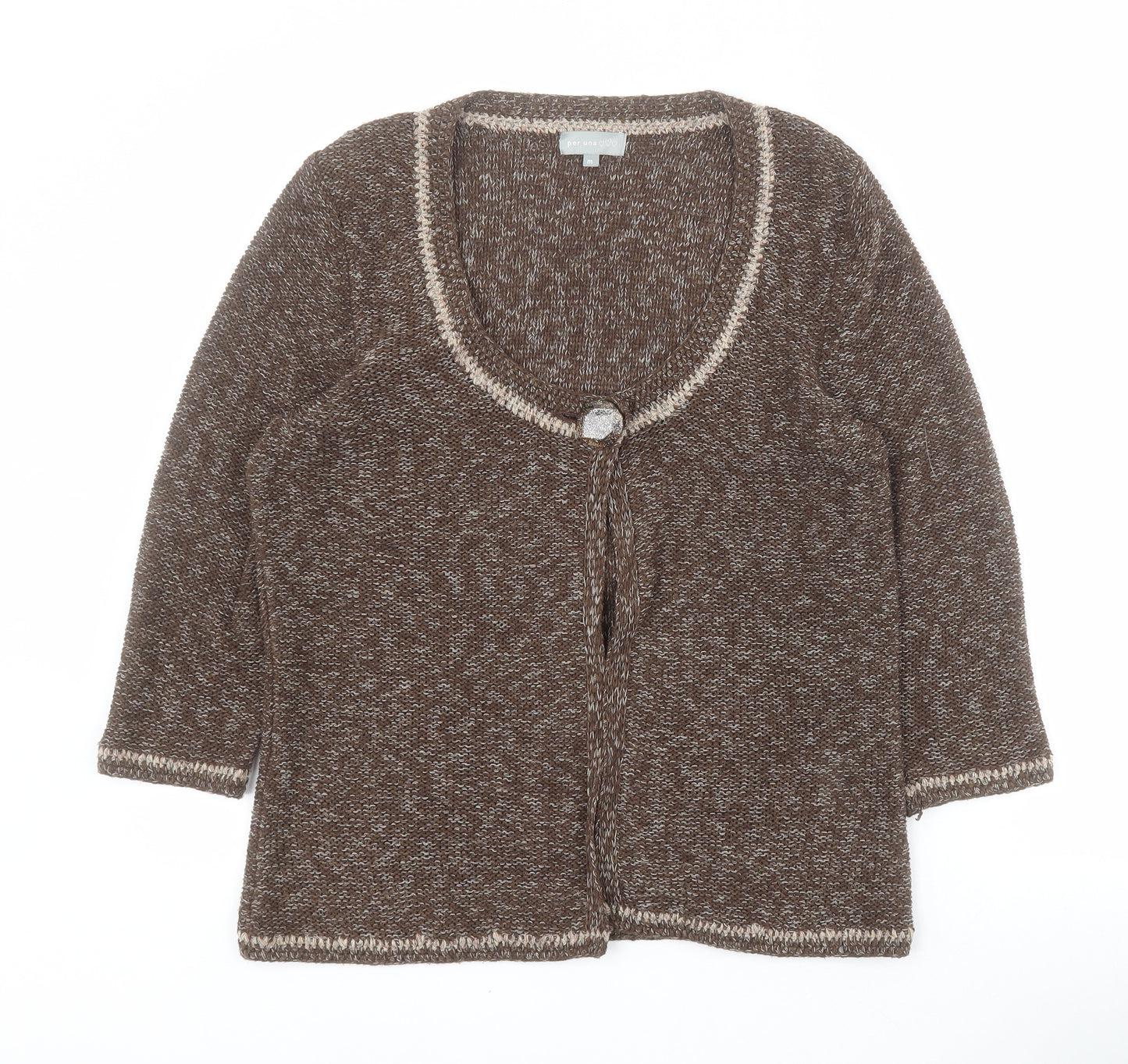 Marks and Spencer Womens Brown Scoop Neck  Acrylic Cardigan Jumper Size M