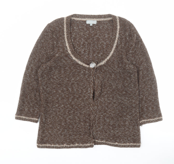 Marks and Spencer Womens Brown Scoop Neck  Acrylic Cardigan Jumper Size M