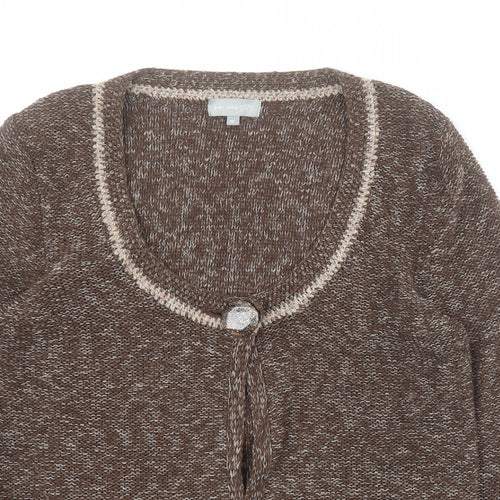 Marks and Spencer Womens Brown Scoop Neck  Acrylic Cardigan Jumper Size M