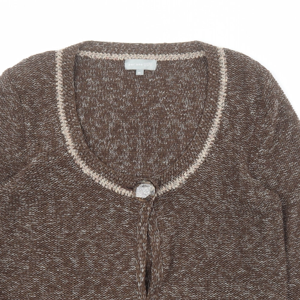 Marks and Spencer Womens Brown Scoop Neck  Acrylic Cardigan Jumper Size M