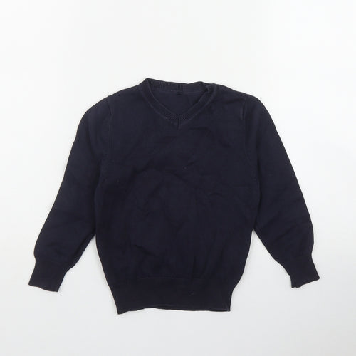 George Boys Blue V-Neck  Cotton Pullover Jumper Size 3-4 Years  Pullover