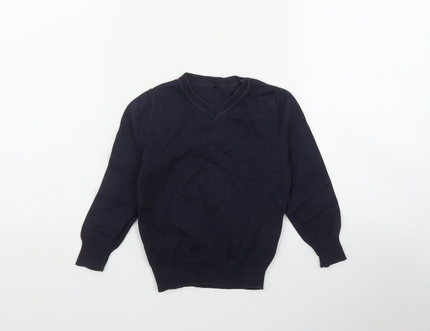 George Boys Blue V-Neck  Cotton Pullover Jumper Size 3-4 Years  Pullover