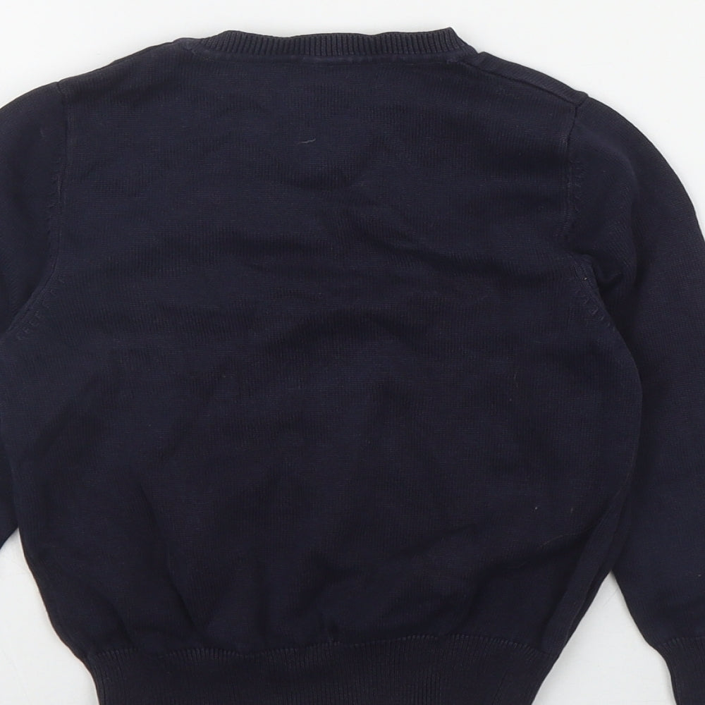 George Boys Blue V-Neck  Cotton Pullover Jumper Size 3-4 Years  Pullover
