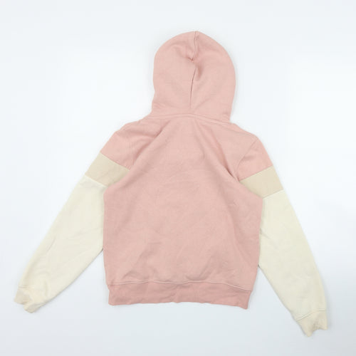 H&HM Girls Pink Colourblock Cotton Pullover Hoodie Size 10-11 Years  Pullover - 'California'