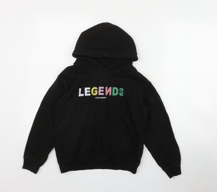JustHoods Girls Black  Cotton Pullover Hoodie Size 9-10 Years  Pullover - 'Legends'