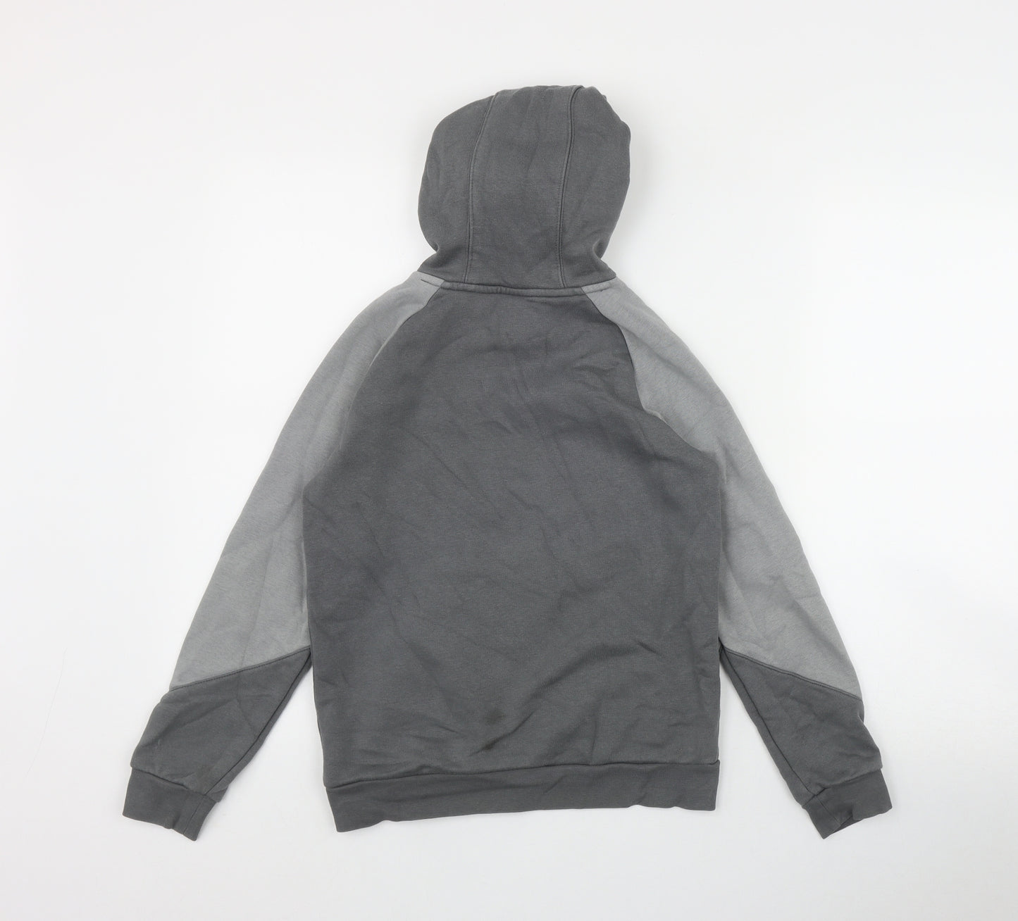 adidas Boys Grey Colourblock Cotton Pullover Hoodie Size 10-11 Years  Pullover