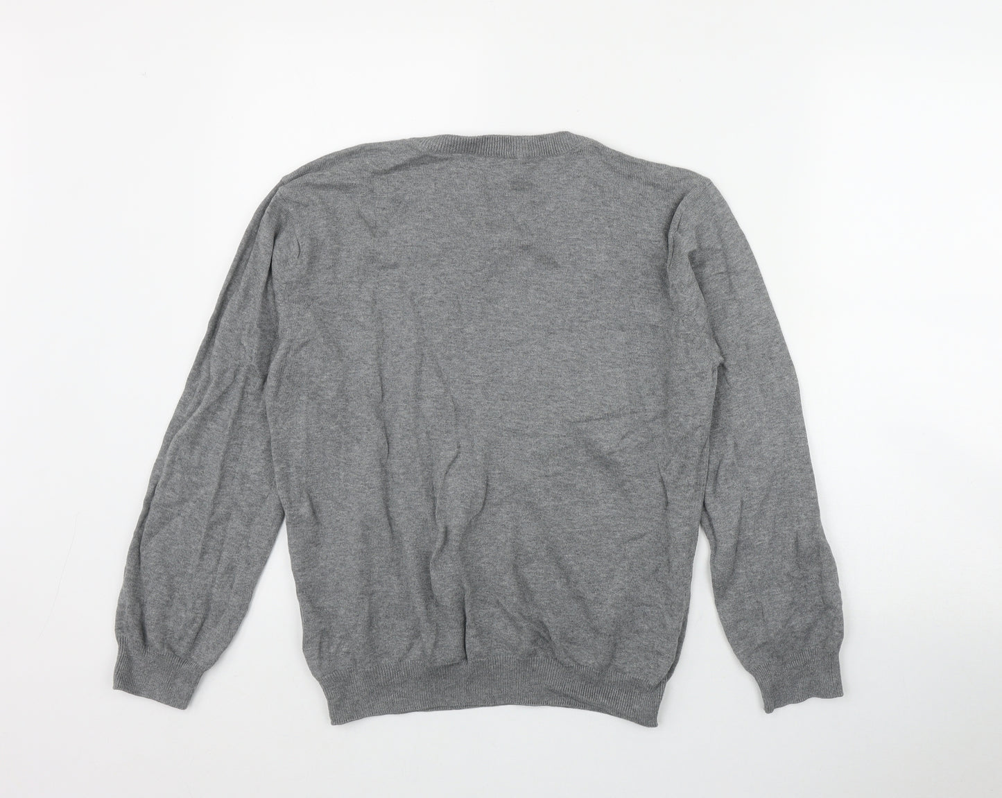 TU Boys Grey V-Neck  Cotton Pullover Jumper Size 12 Years  Pullover